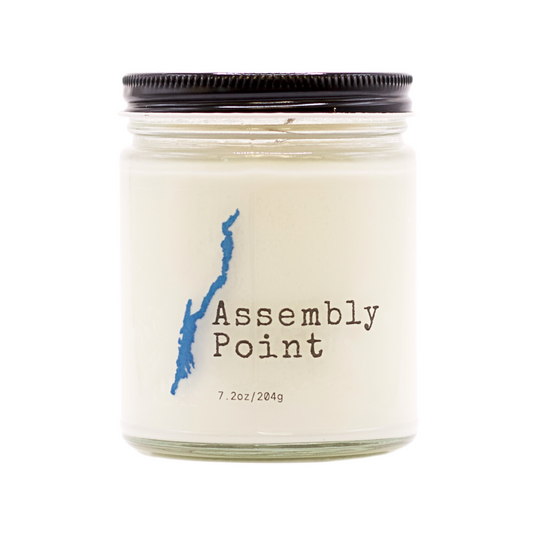 Assembly Point Candle With Lake George Outline