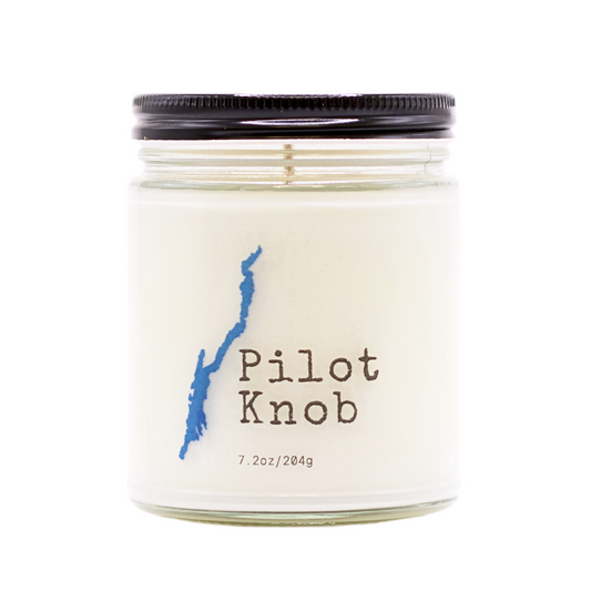 Pilot Knob Candle With Lake George Outline